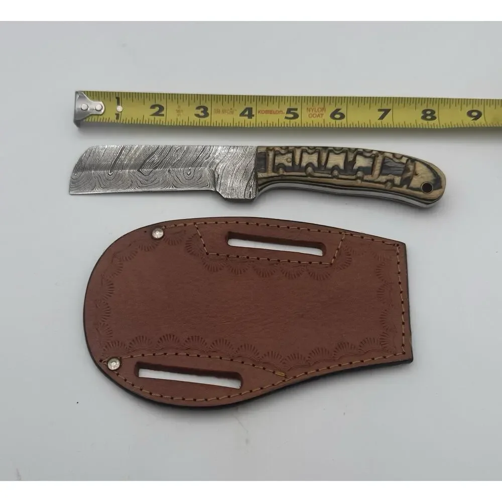 Handmade Damascus Steel Fixed Blade Knife w/ Leather Sheath – Pakistan Made NEW